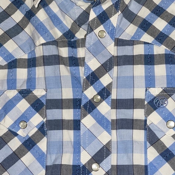 Wrangler Women's Western Top  M/L Blue, Gray Snap Button Front/Sleeves Long Slv - Picture 7 of 9